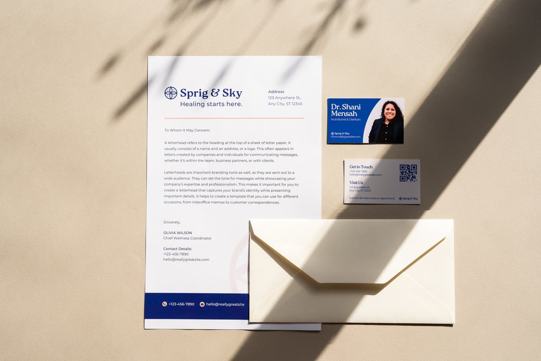 Branding Collaterals Calling Cards, Letter, and Envelope